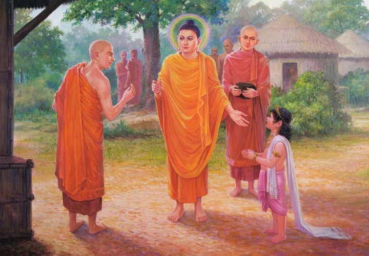 Đức Phật dạy tôn giả Sariputta xuất gia sa di cho Rahula.